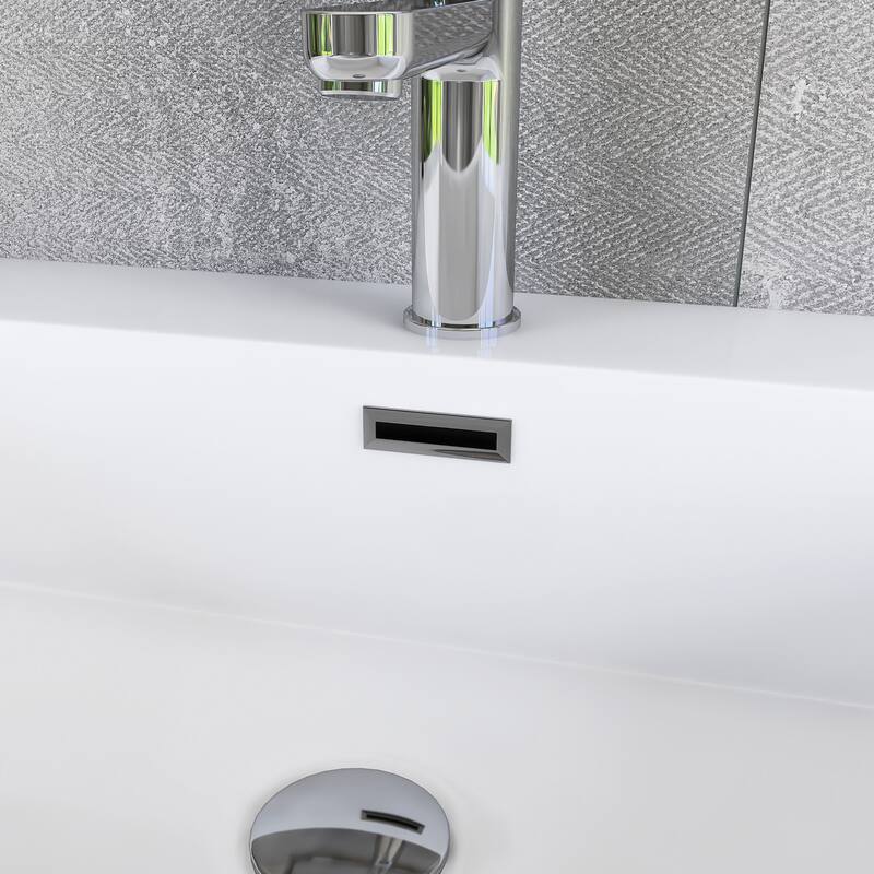 Floating Bathroom Vanity Integrated White Resin Sink