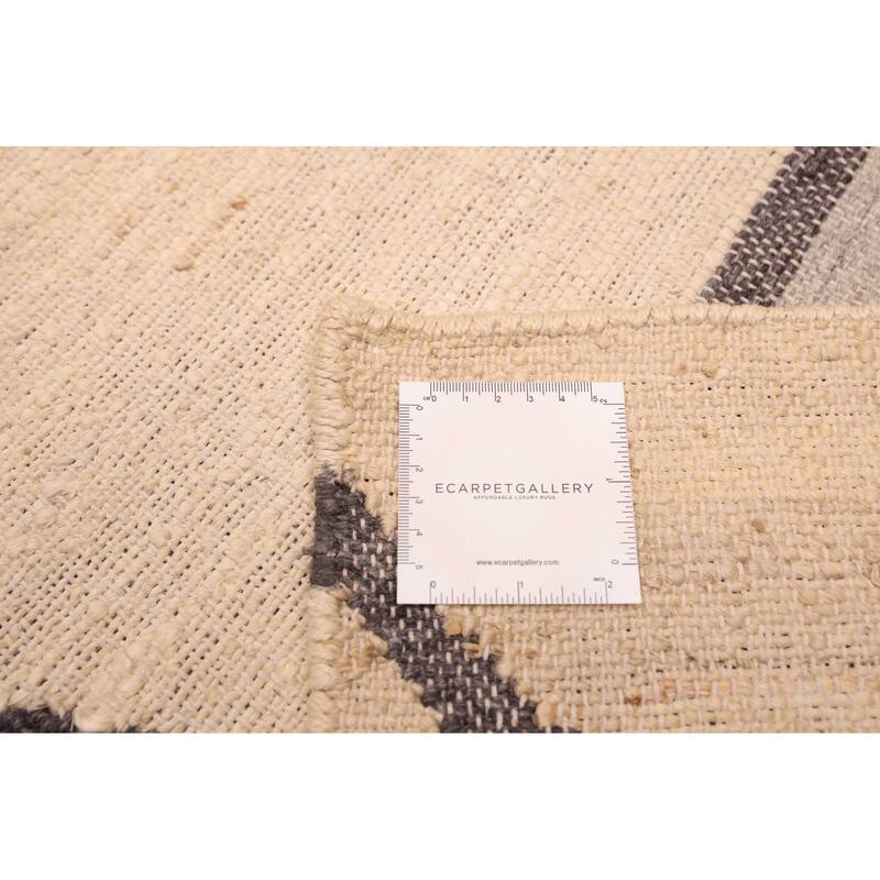 ECARPETGALLERY Flat-Weave Palas Denizli Cream Jute, Rayon Kilim - 5'4 x 7'5