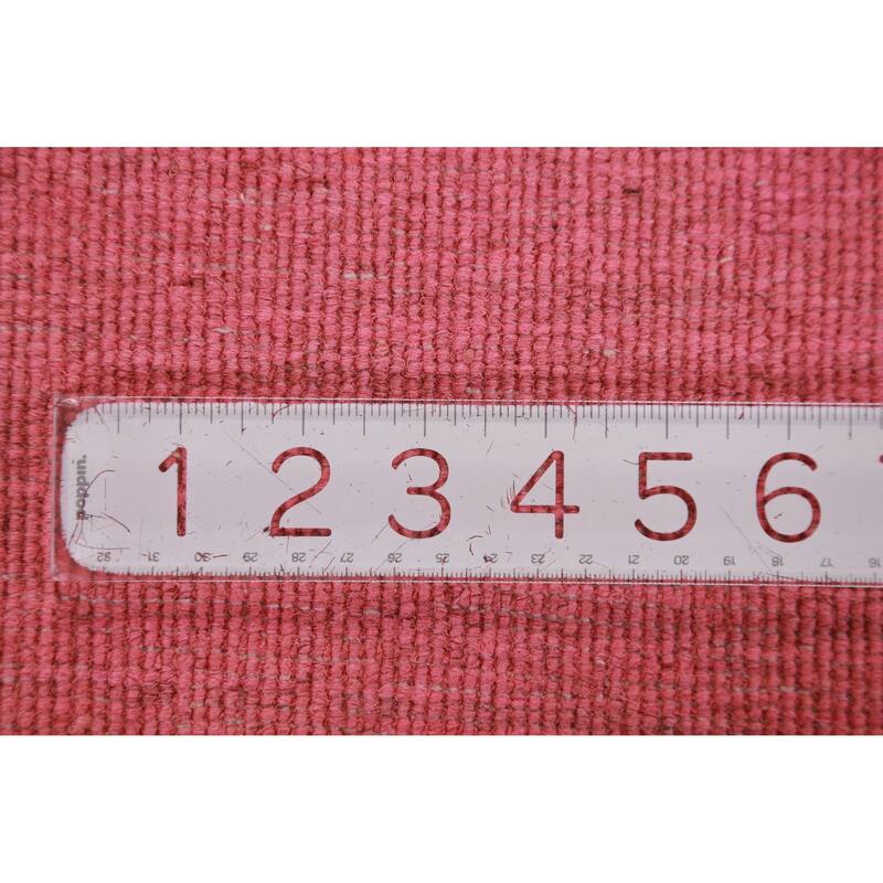 Modern Pink Gabbeh Oriental Rug Hand-Knotted Wool Carpet - 3'4" x 4'10"