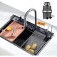 preview thumbnail 22 of 39, Lefton 304 Stainless Steel Waterfall Kitchen Sink Set with Pull-down Faucet KS2206 (Series) 33" x 22" (3/4 HP Garbage Disposal)