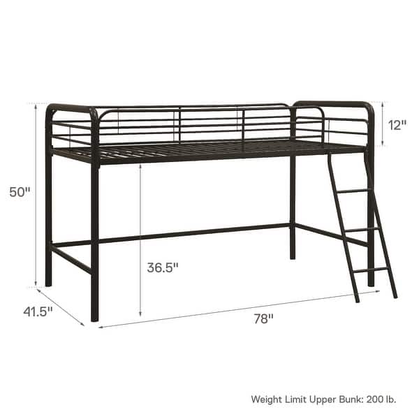 dimension image slide 0 of 3, Avenue Greene Avery Junior Twin Metal Loft Bed