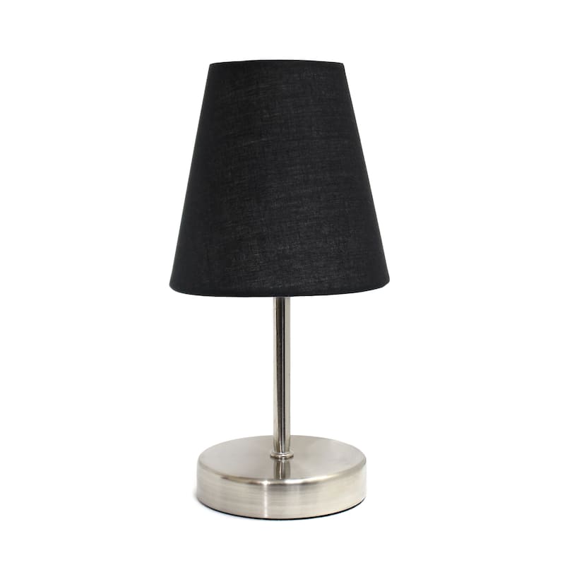 10.5" Petite Metal Stick Lamp in Sw Nickel w Fabric Shade