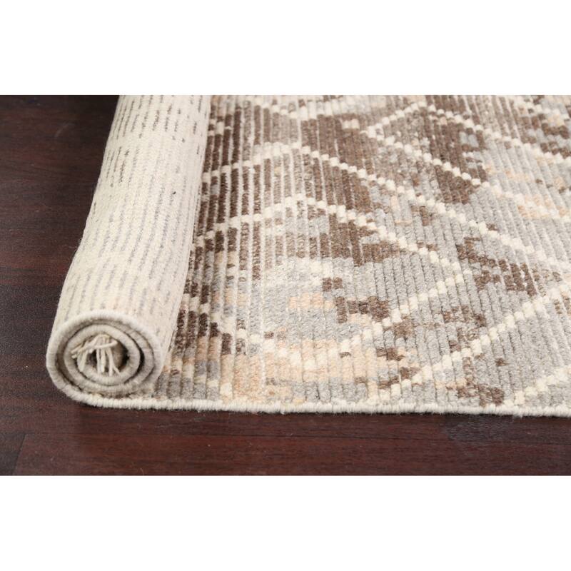 Geometric Contemporary Moroccan Oriental Area Rug Handmade Wool Carpet - 5'4" x 7'10"
