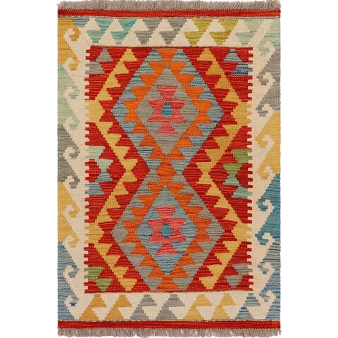 Turkish Rustic Quinn Hand-Woven Kilim Rug - 2'0'' x 2'11'' - 2'0'' x 2'11''