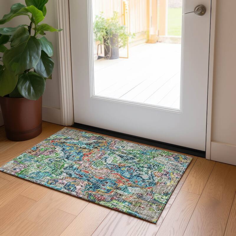 Machine Washable Indoor/ Outdoor Chantille Abstract Modern Rug