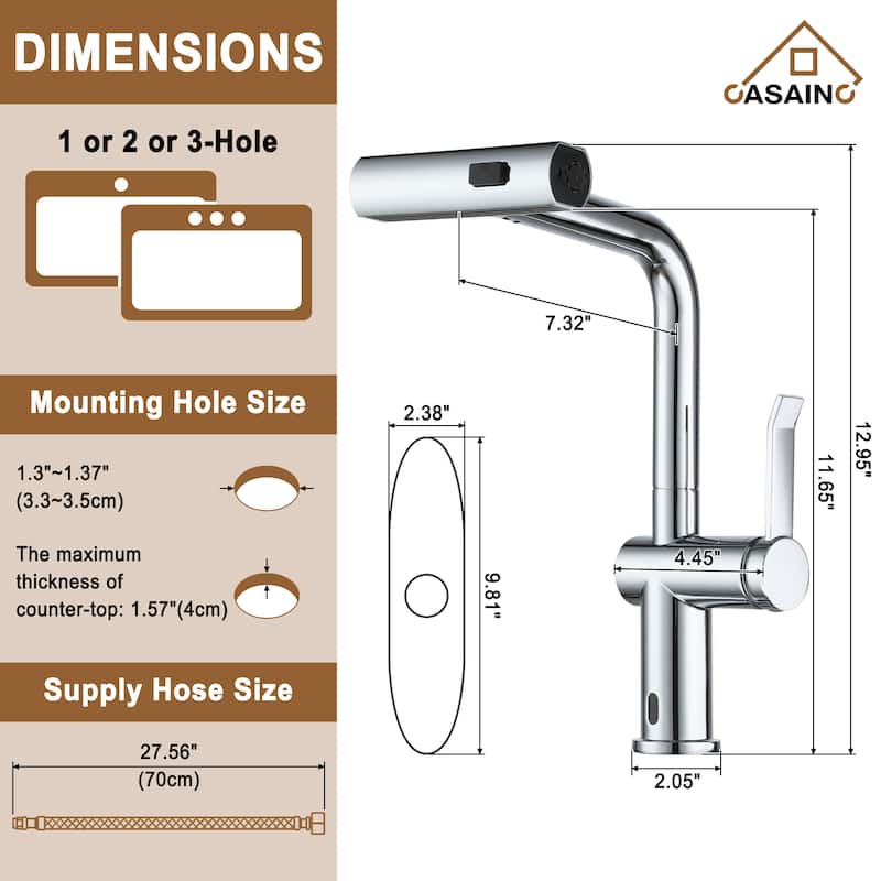 Single Handle Pull Down Sprayer Kitchen Faucet with Motion Sense Wave, Power Boost