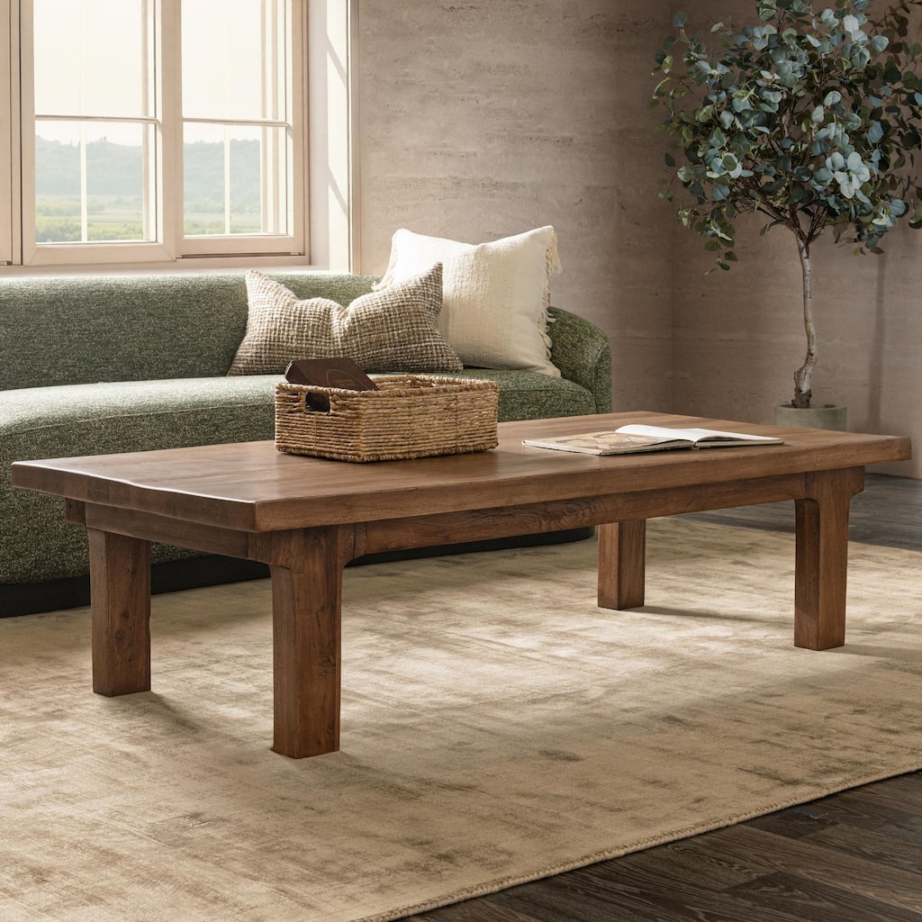 Classic Home Carmel Reclaimed Wood Rectangle Coffee Table Earthy Terra