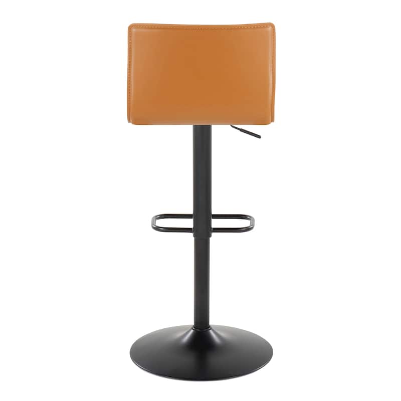 Porch & Den Mara Upholstered Adjustable Bar Stool with Rounded Rectangle Footrest (Set of 2)