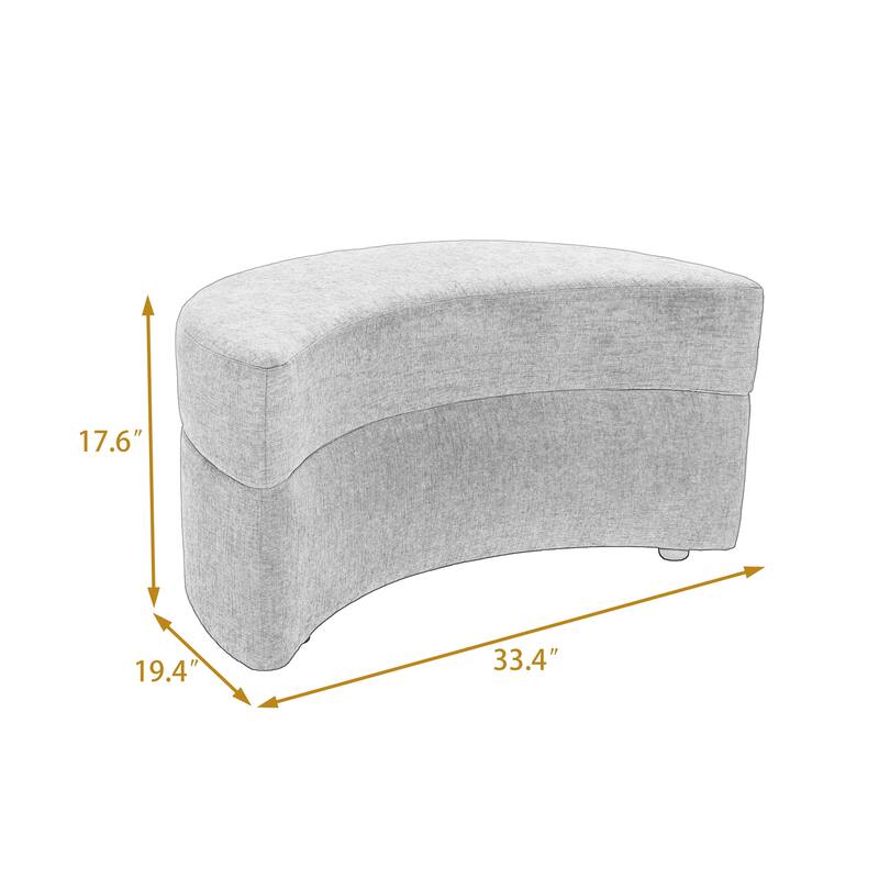Chenille Half Moon Storage Ottoman(Set of 2)