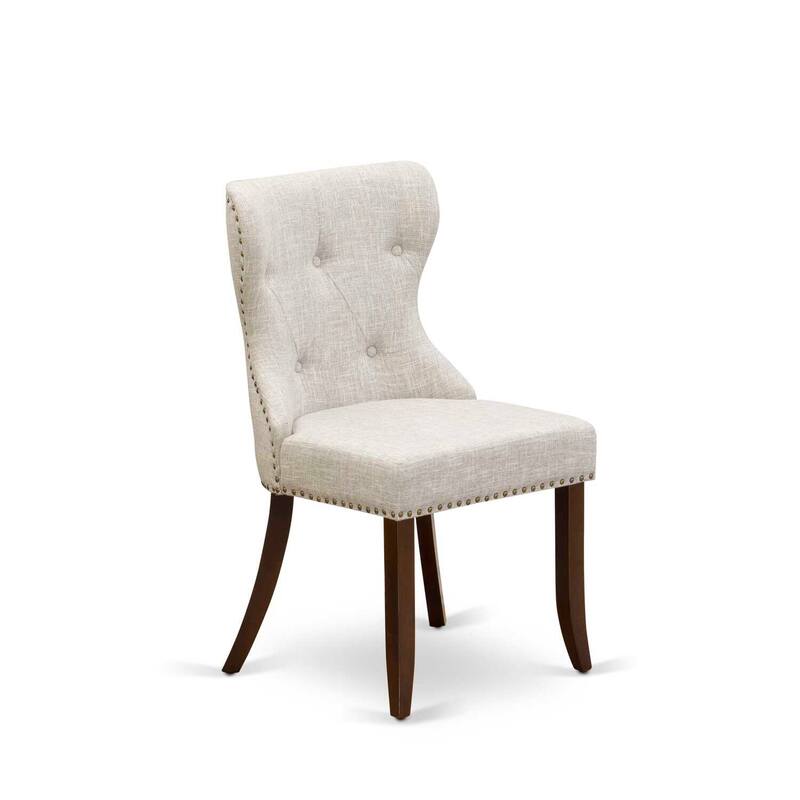 Upholstered Dining Chairs Set of 2 with Linen Fabric Seat and Nailhead Trim, Parsons Design - 21.5