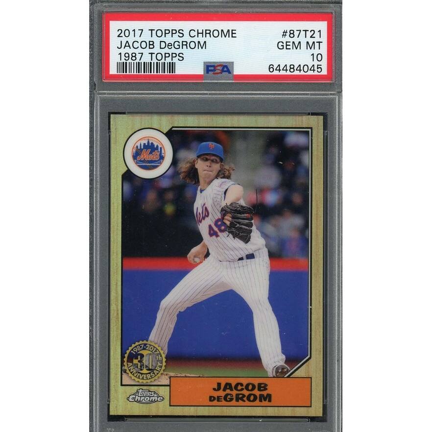 Jacob deGrom 2017 Topps Chrome 1987 Baseball Card #87T21 Graded PSA 10 - 8'6" x 11'6"
