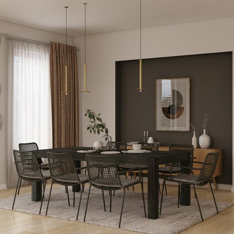 Midtown Concept Weathered Indoor Dining Room Set Dark Grey Kitchen Table with Dark Grey Dining Chairs