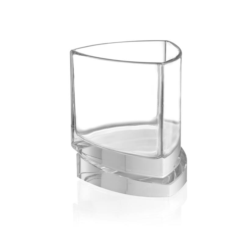 JoyJolt Triangle Aqua Vitae 9.9 oz Crystal Whiskey Glass, Set of two Off Base Old Fashioned Glasses