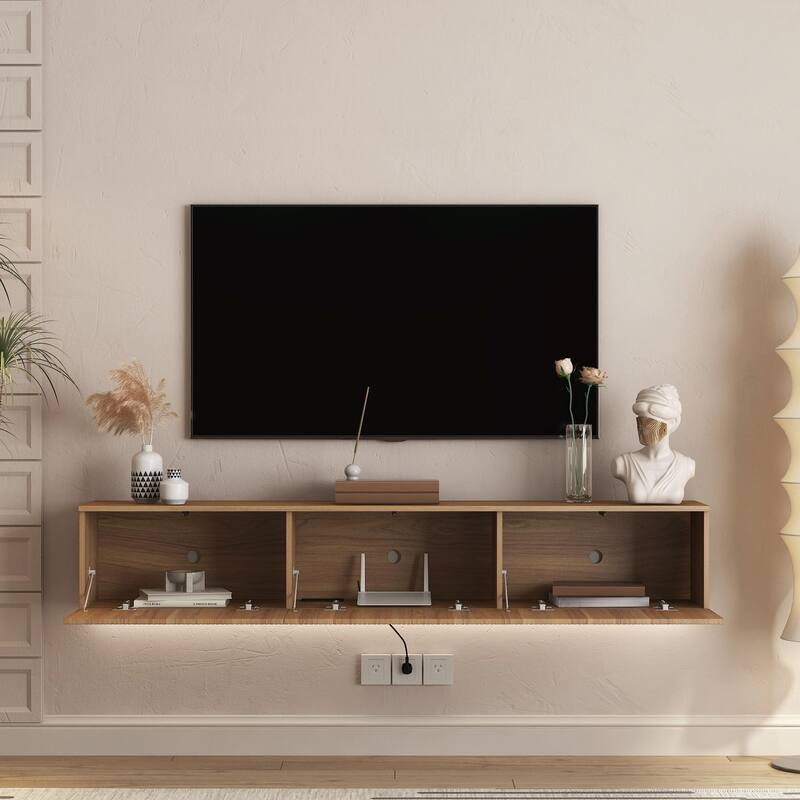 69" Modern TV Stand, Stylish Floating TV Cabinet Entertainment Center for 55-70 Inch TVs