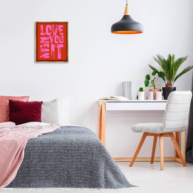 Stupell Love You Mean It on Red Framed Floater Canvas Wall Art Design By House of Lulu