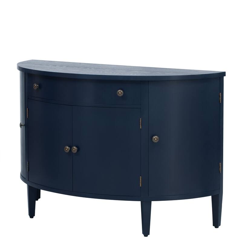 Curved Design Storage Cabinet with Adjustable Shelves and Drawer