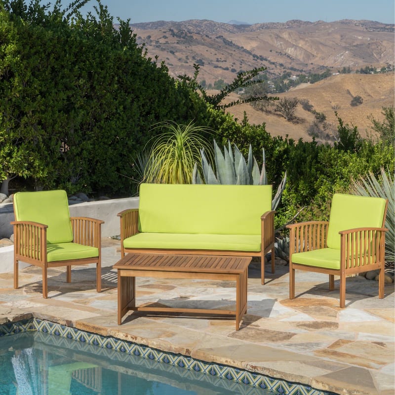 Christopher Knight Home Carolina 4-Piece Outdoor Acacia Sofa Set - Stylish & Cozy Patio Seating