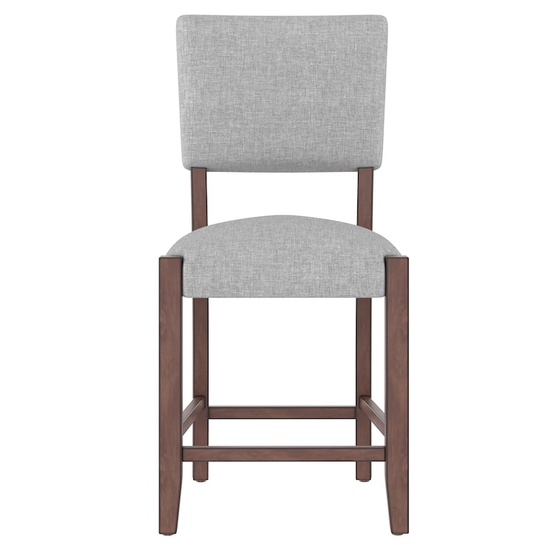 Modern Bar Stools Set of 4, 40.4" Armless Counter Stools with Back, Linen Upholstered Barstools with Solid Wood Legs