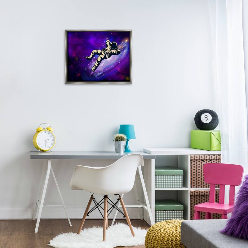 Stupell Relaxing Astronaut in Space Framed Floater Canvas Wall Art Design By Jesse Keith