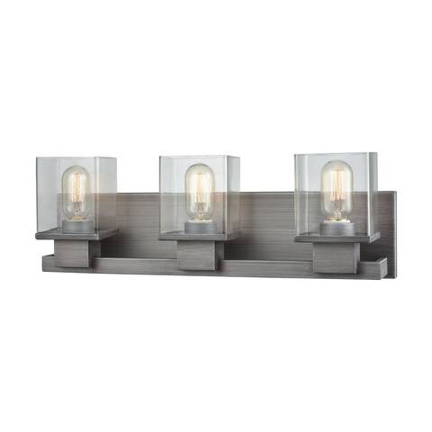 Hotelier 3-Light Vanity Sconce in Weathered Zinc with Clear Glass