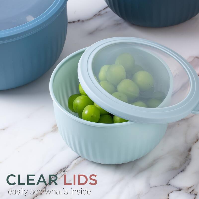 COOK WITH COLOR Prep Bowls with Lids- Wide and Deep Nesting Plastic Small Mixing Bowl Set with Lids, 12 Piece Set - Deep Bowls