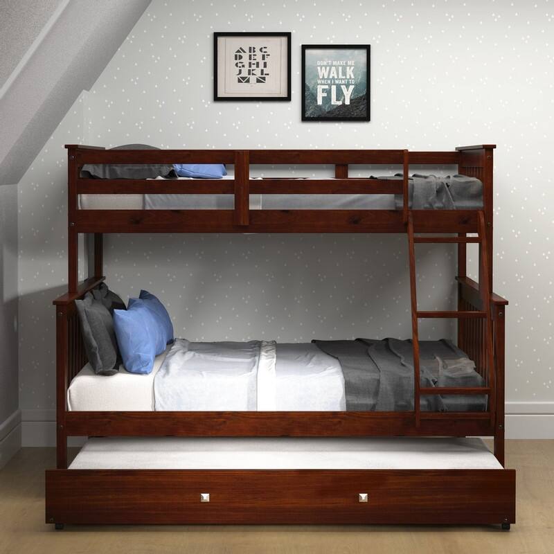 Cappuccino Twin over Full Mission Bunk Bed with Storage Drawers Or Trundle