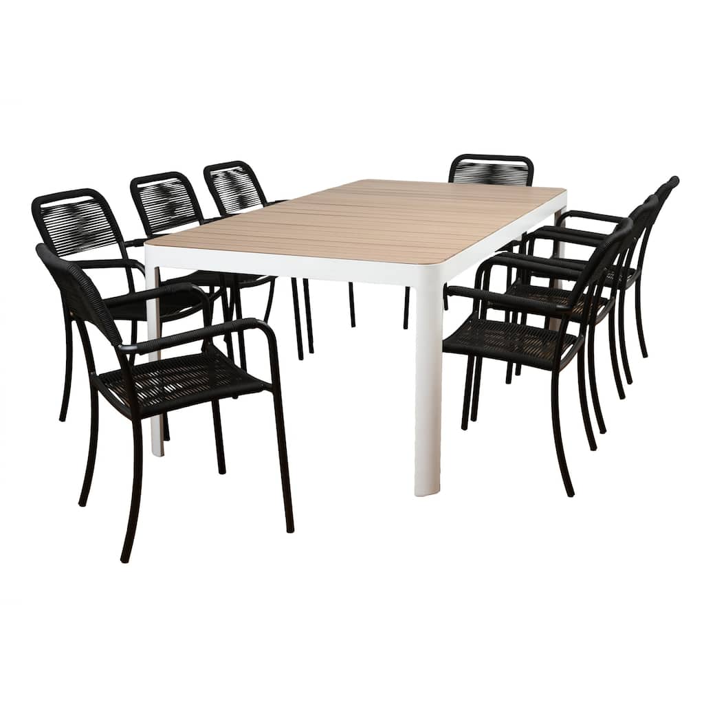 9-Piece Brown and Black Oosterdam Rectangular Patio Dining Set 82.25"