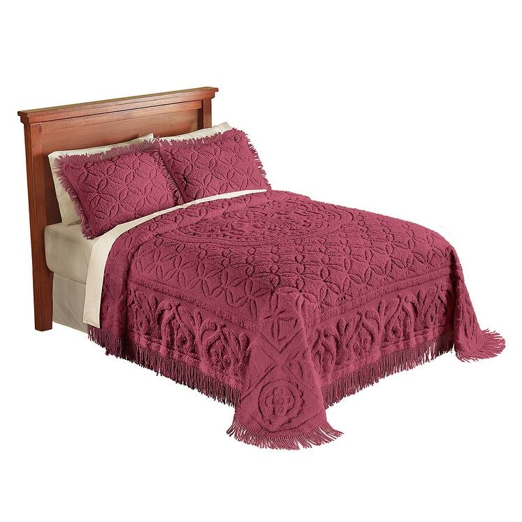 Victoria Plush Chenille Fringe Bedspread Bed Bath & Beyond 36715634
