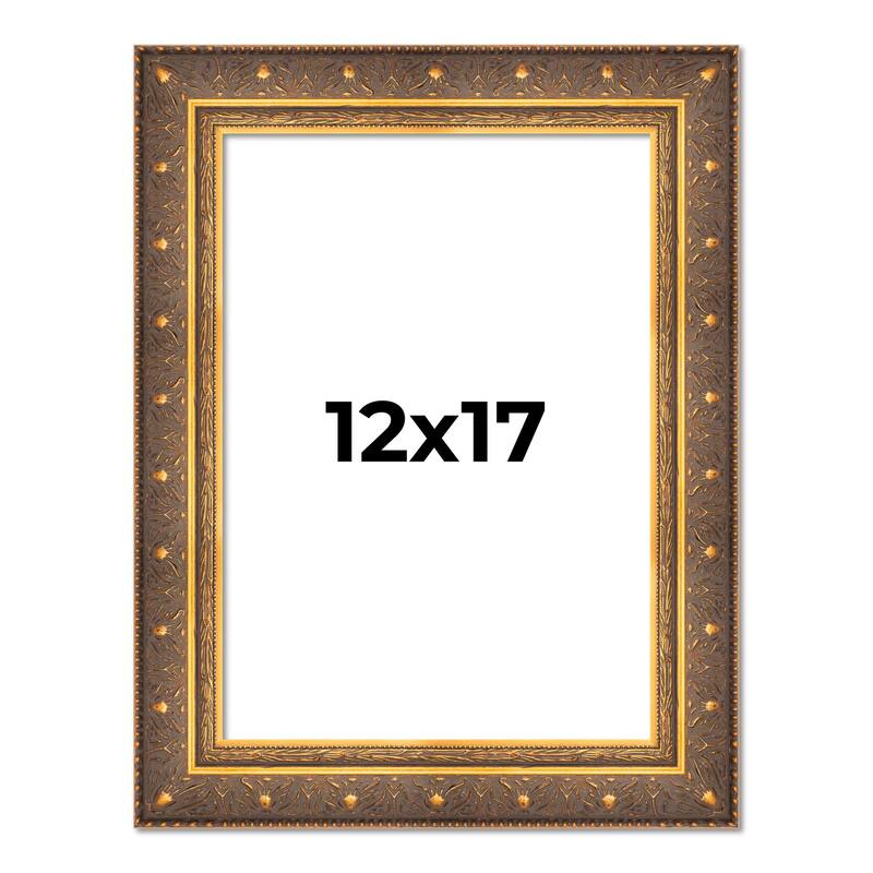 12x17 Frame Vintage Gold Solid Wood Picture Frame | 2.5 Inch Moulding