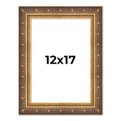 12x17 Frame Vintage Gold Solid Wood Picture Frame | 2.5 Inch Moulding