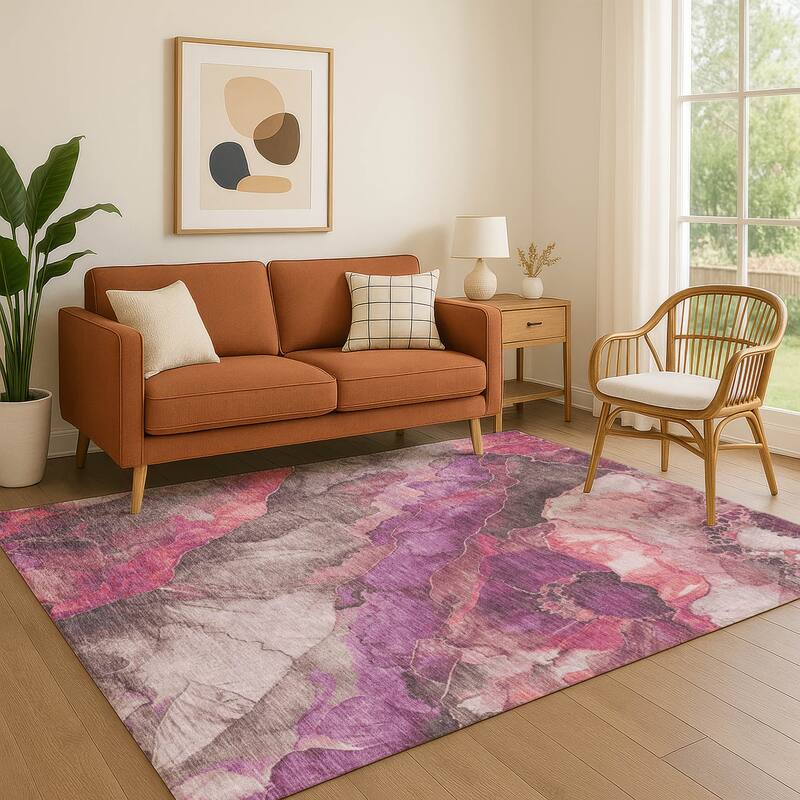 Premium Washable Super Soft Modern Chic Mayfield Rug - Blush - 10' x 14'