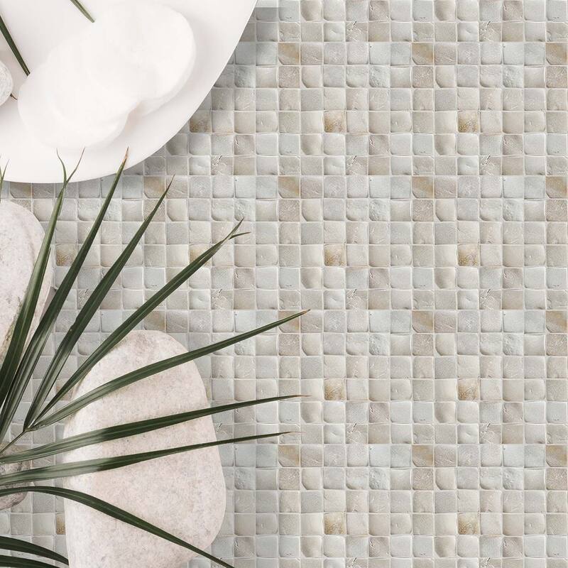 Molar 5 Tan Pebble Mosaic, Backsplash Tiles for Kitchen Walls, Shower and Bathroom Floors (12" X 12") 5 tiles per case