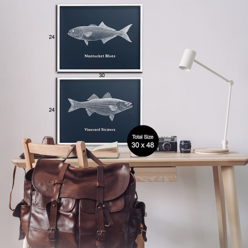Stupell Harbor Fish Phrases Framed Giclee Art Design By Phillipa Katz (Set of 2)