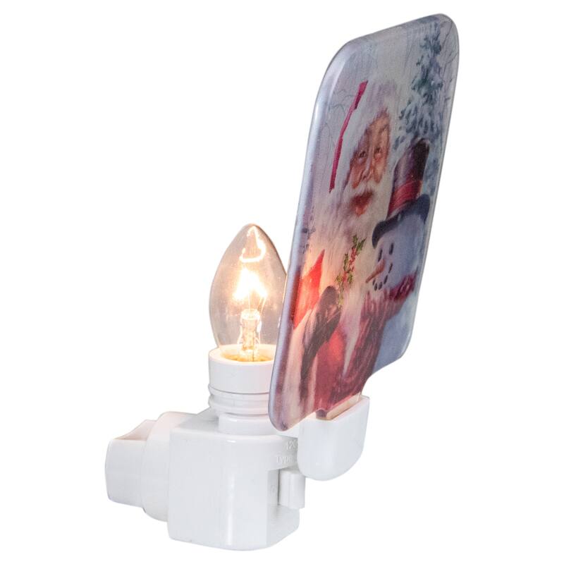 Santa and Snowman Glass Christmas Night Light - 4"