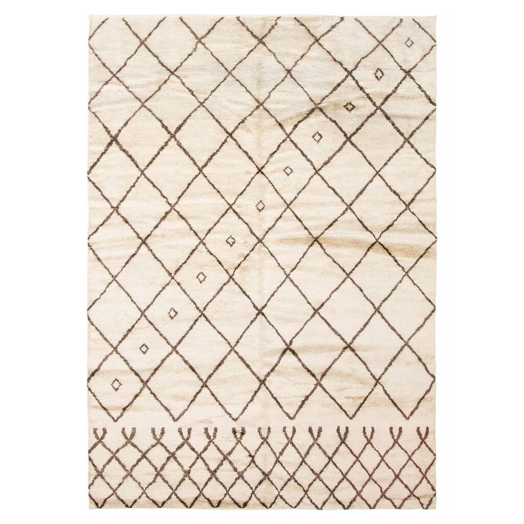 ECARPETGALLERY Hand-knotted Tangier Cream Wool Rug - 6'3 x 8'10