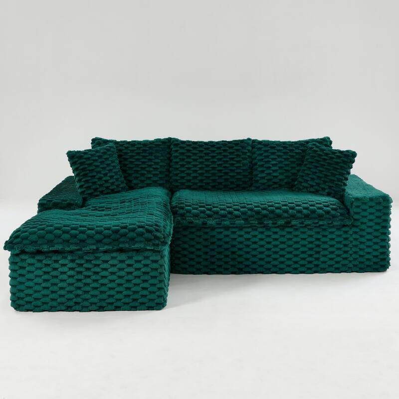 L-Shaped Sleeper Sectional Sofa Convertible Straight Sofa, Loveseat and Chaise Lounge Set for Living Room