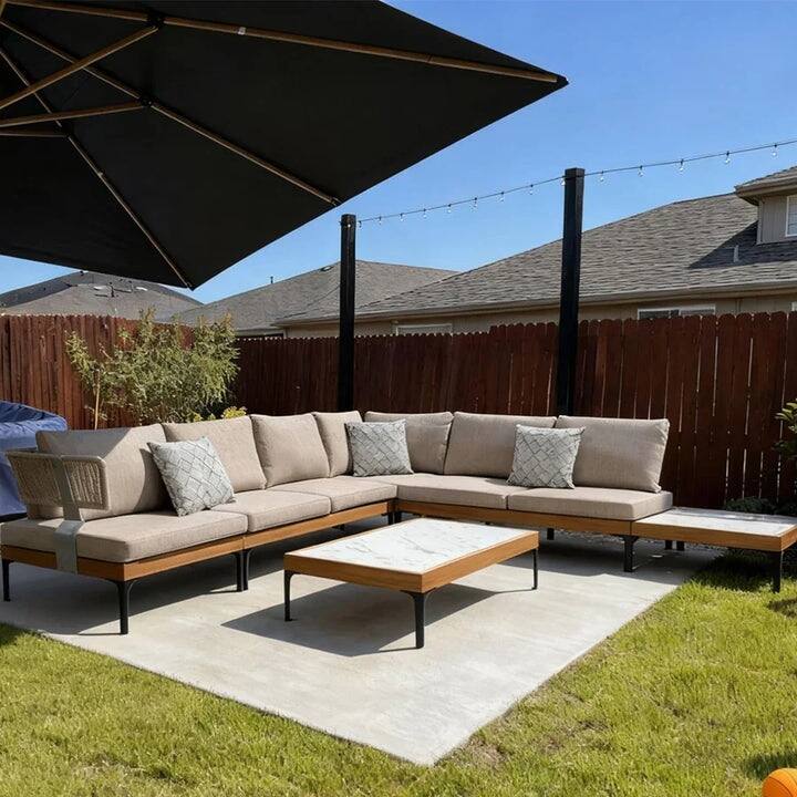 PURPLE LEAF Melben Light Grey Modular Outdoor Sectional with Cushions Flexible Layout Patio Conversation Sets