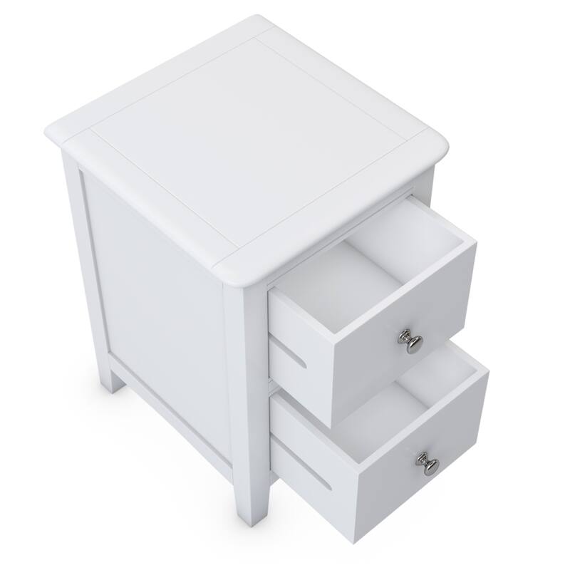 2 Drawers Solid Wood Nightstand End Table