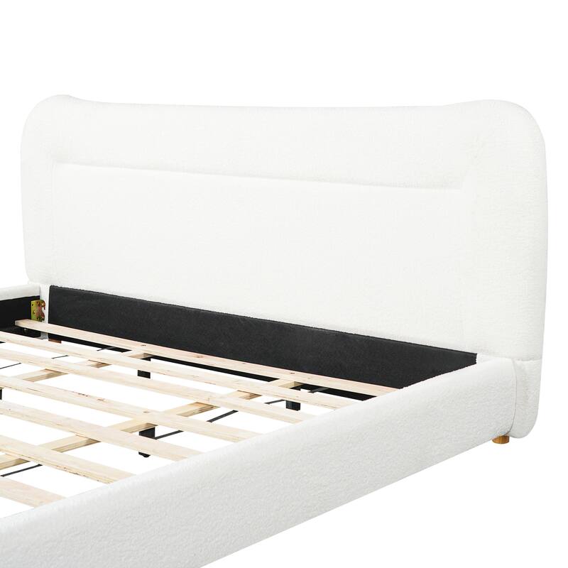 Christopher Knight Home-Upholstered Bed Frame with Curved Headboard