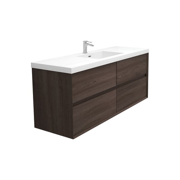 slide 2 of 12, Selina 60" Wall Mounted Vanity with Single Sink - 60 Matte - Red Oak