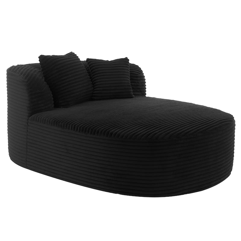 51.6" Chaise Lounge Sofa Bed - Boneless Couch with 2 Pillows - Compression Design for Living Room