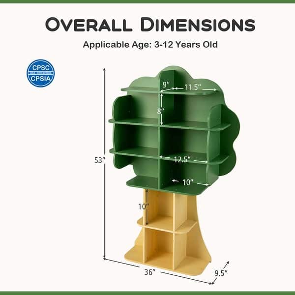 Costway Tree Bookcase Kids 6-Tier Toy Storage Organizer with Open - See Details