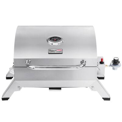 Royal Gourmet Stainless Steel Portable Gas Grill with Folding Legs and Lockable Lid