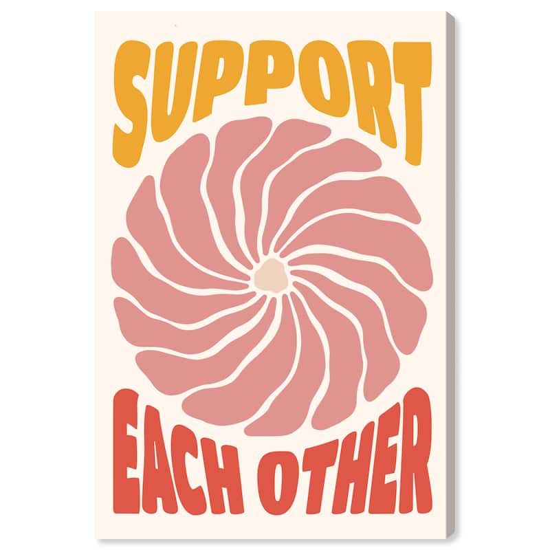 Wynwood Studio Canvas Floral and Botanical Support Each Other Pink and Light Pink Bohemian & Eclectic Wall Art Canvas Print