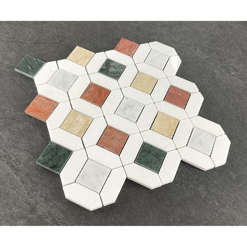 Eclipse Mix Colors Marble Floor and Wall Tile - 1 Case (10 Sheets)