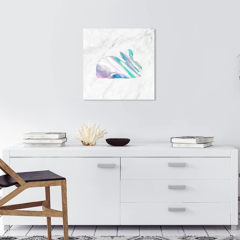 Wynwood Studio Canvas Animals Bunny Holo and Marble Gray and Metallic Gray Farmhouse Wall Art Canvas Print - 20 x 20
