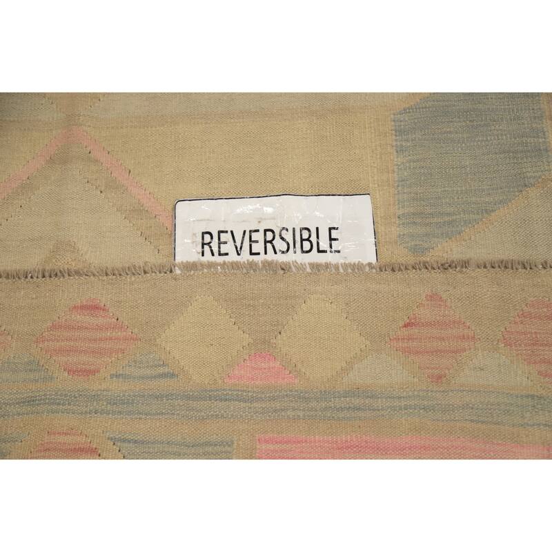 Hand Woven Oriental 100% Wool Carpet Southwestern Tribal Multi-Colored Kilim Area Rug - 9' 10'' X 7' 11''