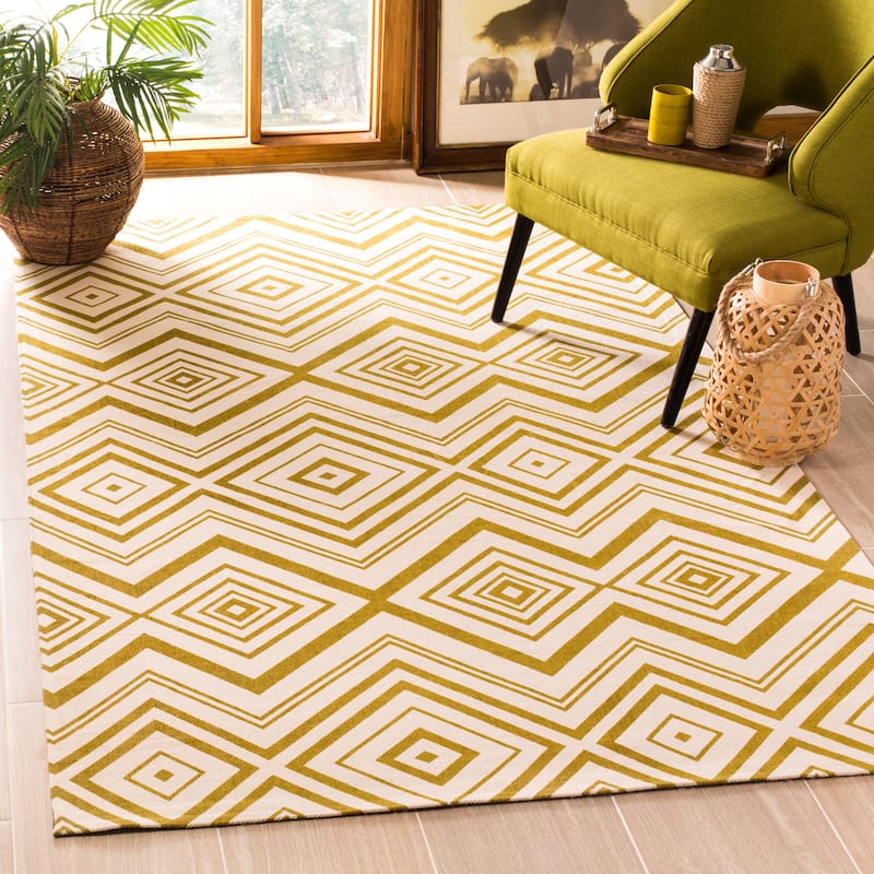SAFAVIEH Handmade Cedar Brook Montje Modern Cotton Rug - 5' x 8' - Ivory/Citron
