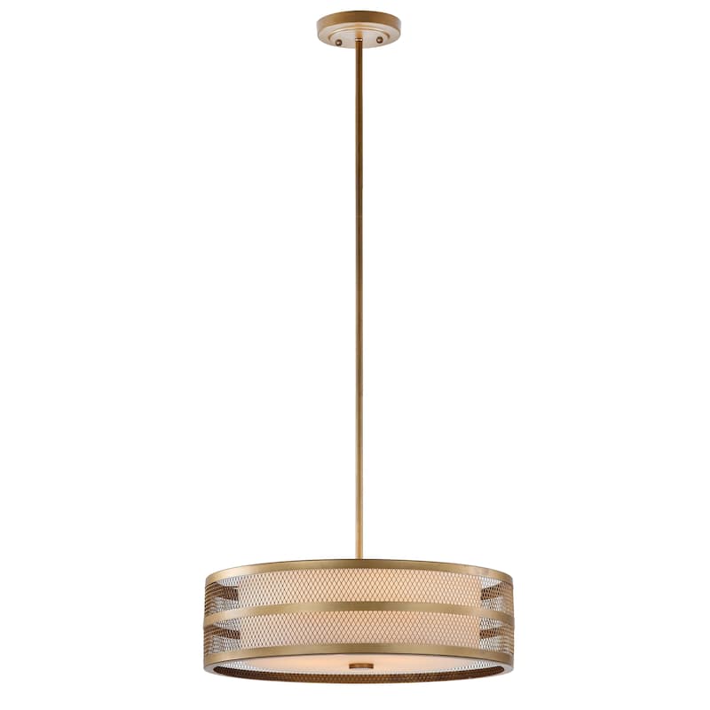 SAFAVIEH Lighting Kisha Adjustable 4-Light Veil Gold Pendant - 19.75"x19.75 x9-45 - Antique Gold - 20Wx20Dx17H