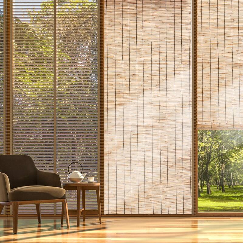2-Pack Natural Reed Landscaping Privacy Blind Fencing Screen Ideal for Sunshade Protection or Any Decoration Use - 16.4 x 4 ft